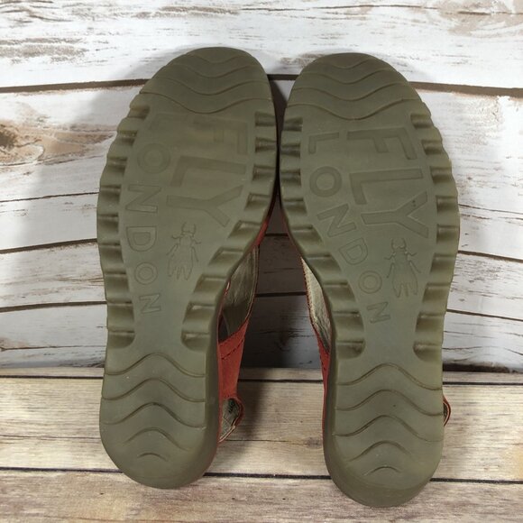 Fly London Ylfa Open Toe Wedge Sandals Womens Size 40 (9) Lace Up Red Slingback - Picture 12 of 12